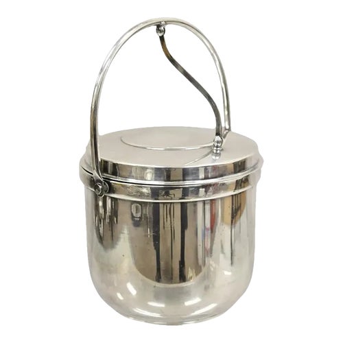Gorham Mid Century Modern Silver Plated Hinged Lid Ice Bucket With