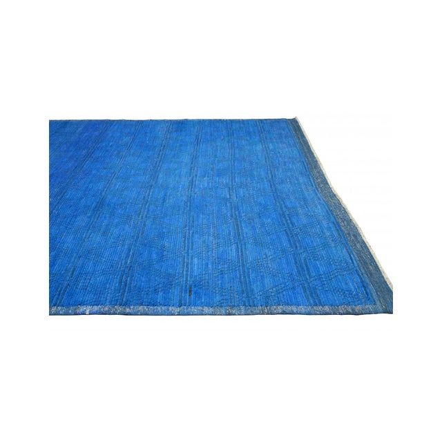 1960s Blue Hand Knotted Modern Wool Rug For Sale - Image 5 of 9