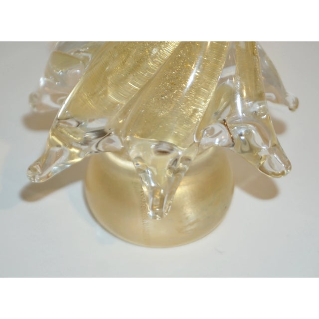 Glass Cenedese 1980s Italian Modern 24k Gold Dust Twisted Murano Glass Tree Sculpture For Sale - Image 7 of 11