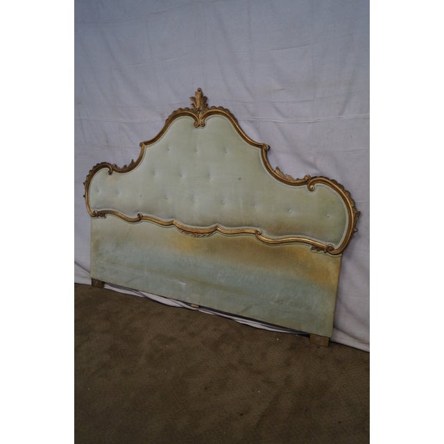 1950s Vintage Italian Gilt Wood Louis XV Style Upholstered King 