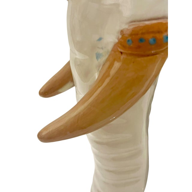 Late 20th Century Vintage Hollywood Regency Style Glazed Terracotta Elephant Garden Seat Stool For Sale - Image 5 of 17