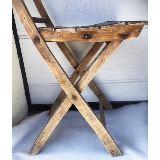 Wood Rustic Folding Wooden Chair 1950s For Sale - Image 7 of 16