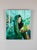 The artwork features a serene profile of a woman enveloped in vibrant shades of turquoise and green, creating a sense of...
