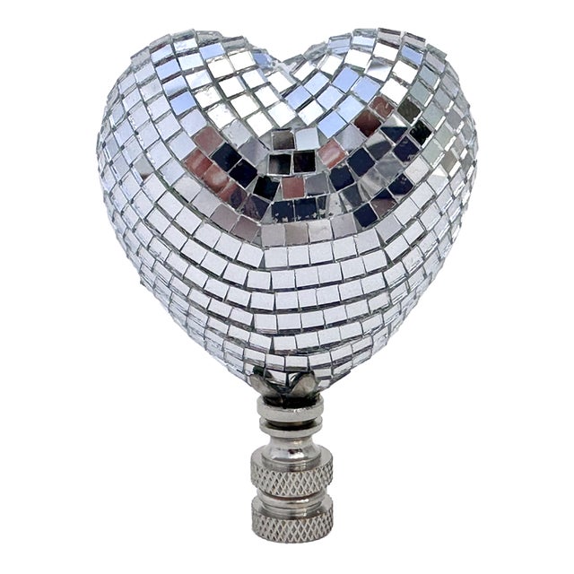 Mirrored Heart Lamp Finial on Chrome Hardware For Sale