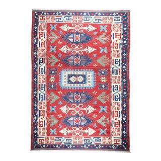 Vintage Oushak Kilim – Handwoven Flatweave With Modern Tribal Motifs -6'9' X 9' 11'' For Sale