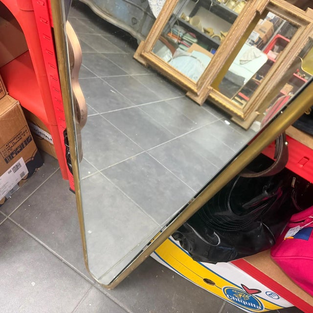 Mid-Century Modern A 1960s Rare Gio Ponti Style Mid-Century Modern Brass Triangular Wall Mirror For Sale - Image 3 of 12