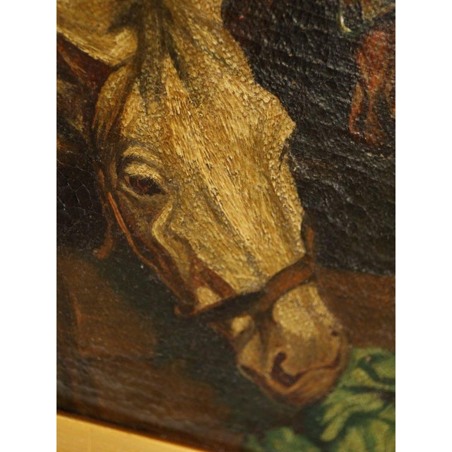 Late 19th Century Continental Artist, Two Horses in a Stable, 1880-1900, Oil on Canvas For Sale - Image 5 of 13