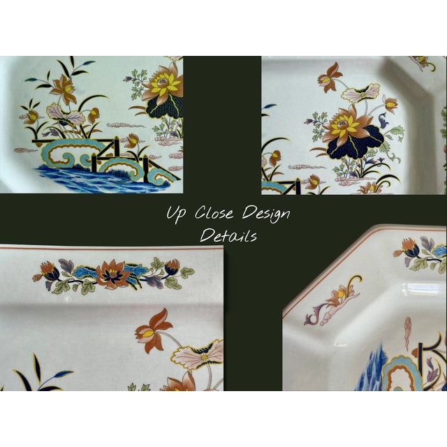 Late 20th Century Vintage Wedgwood Lotus Georgetown Serving Platter - England Floral Octagonal China For Sale - Image 5 of 11