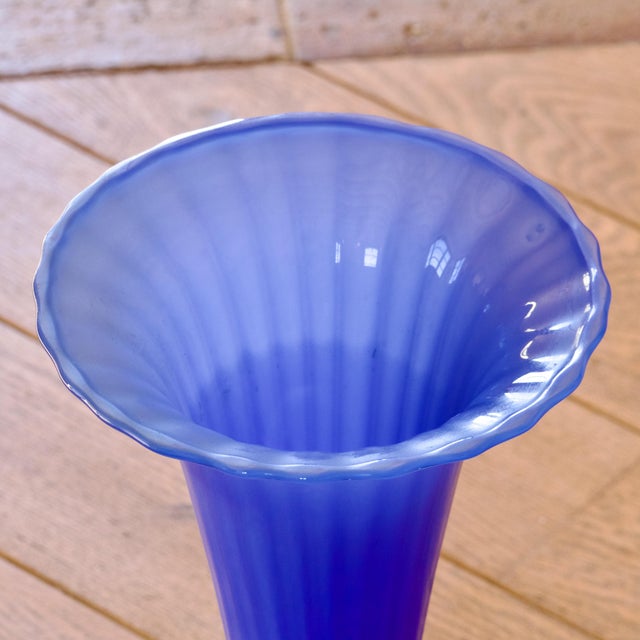 Large Art Deco Cobalt Blue Murano Glass Vase, 1920 For Sale - Image 6 of 7