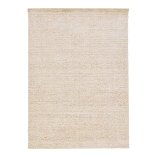 2010s Beige Modern Handmade Groove Collection Wool Rug 4 X 6 For Sale