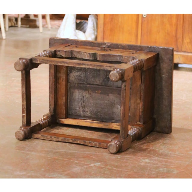 18th Century Spanish Baroque Walnut Side Table With Single-Plank Top and Drawer For Sale - Image 16 of 16