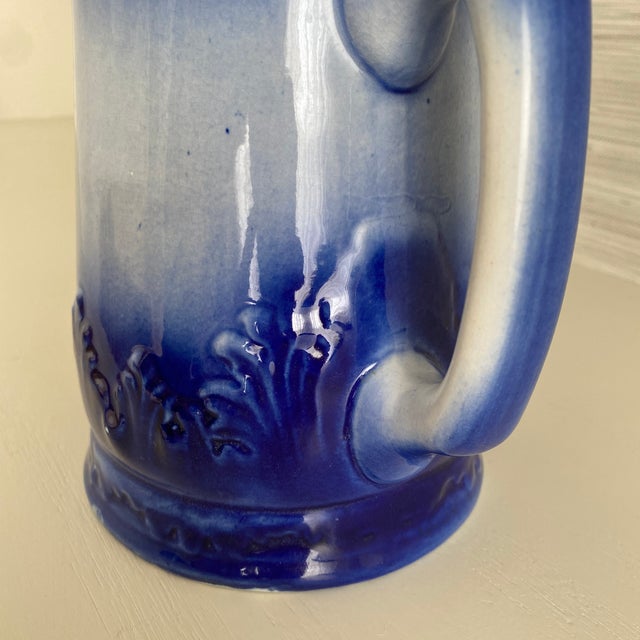Antique Red Wing Stoneware Flow Blue Pitcher For Sale - Image 11 of 12