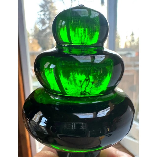 Art Deco Early 20th Century Empoli Green Glass Stopper For Sale - Image 3 of 8