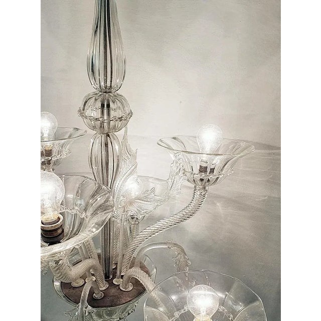 Large Murano Clear Glass Chandelier, 1940s For Sale - Image 6 of 8