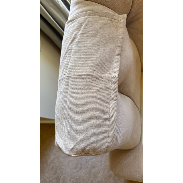 Taupe Tufted Swivel Club Chair in Taupe Denim-Style Fabric For Sale - Image 8 of 9