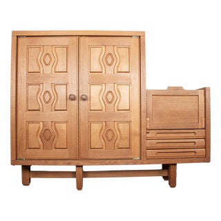 Double Buffet in Oak with Earthenware Tiles by Boleslaw Danikowski for Guillerme et Chambron / Votre Maison, 1960s For Sale