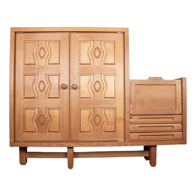 Double Buffet in Oak with Earthenware Tiles by Boleslaw Danikowski for Guillerme et Chambron / Votre Maison, 1960s For Sale