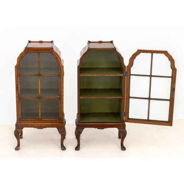 Queen Anne Queen Anne Style Burl Walnut Cabinets, Pair For Sale - Image 3 of 8