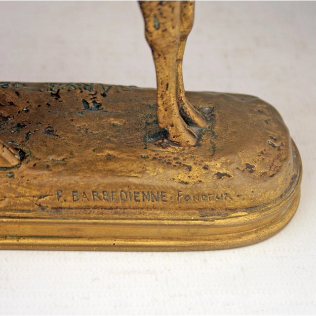 Patinated Bronze Sculpture 'Listening Stag' by Romantic Author and Sculptor Antoine-Louis Barye and Produced by F. Barbedienne Fondeur For Sale - Image 6 of 8