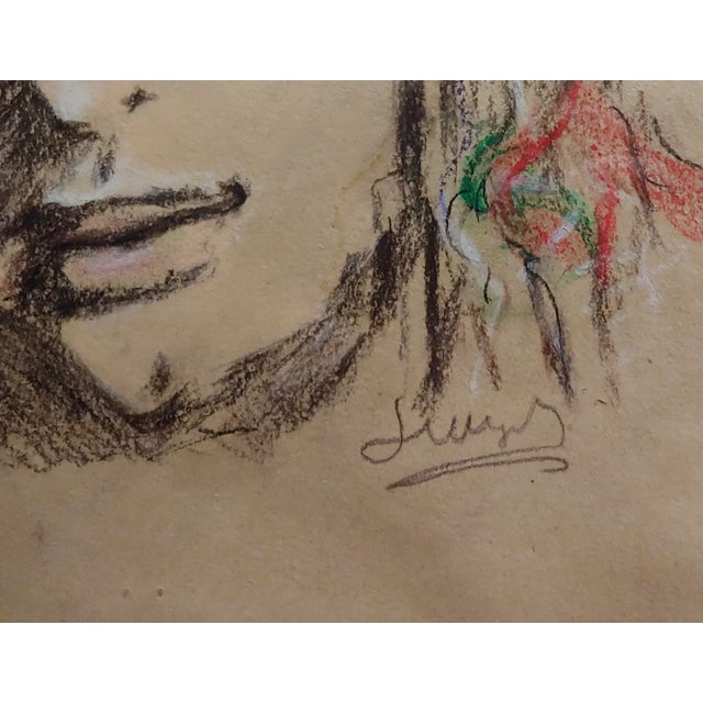 1930s Leon Wyczólkowski -Portrait of a Woman in a Red Headscarf-Pastel Drawing on Paper For Sale - Image 5 of 10