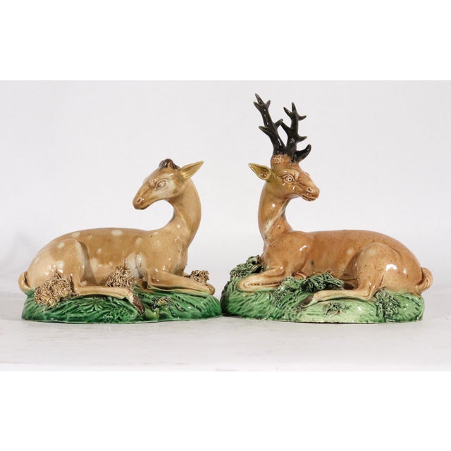 18th Century Ralph Wood-Type Stag and Hind Pearlware Pottery Figures For Sale - Image 4 of 15