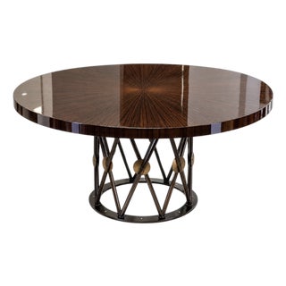 McGuire Furniture Custom Macassar Starburst Dining Table, 63 Inches For Sale
