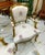 French French Louis XVI-Inspired Armchair Set of 2 – Gold Leaf Carved Frame With Floral Damask Upholstery For Sale - Image 3 of 3