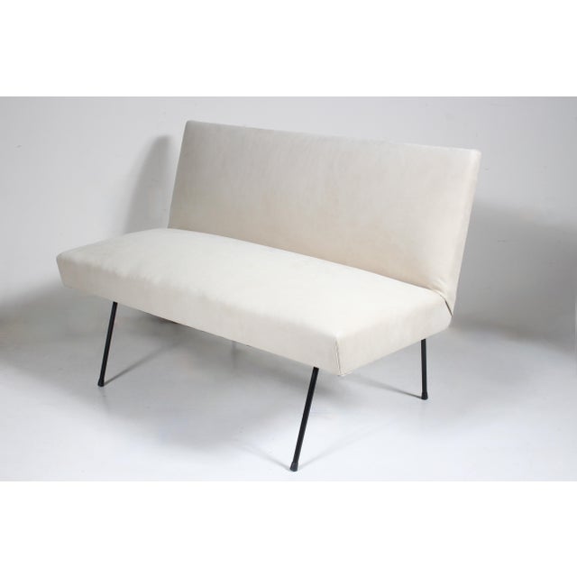 Mid-Century Modern Mid 20th Century Milo Baughman for Pacific Iron Style Suede and Iron Settee For Sale - Image 3 of 18