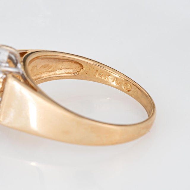 Metal ​70s Diamond Cluster Ring Sz 6.75 Wide Band Vintage 14k Yellow Gold Fine Jewelry For Sale - Image 7 of 7