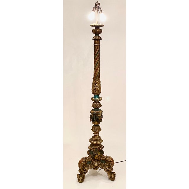 Pair Antique Floor Lamps Early 20th C. Venetian Style Renaissance Revival 73"h For Sale - Image 16 of 18