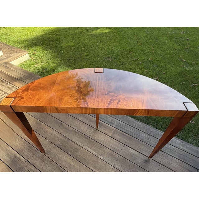 Flame Mahogany Demi-Lune Accent Table For Sale - Image 4 of 18