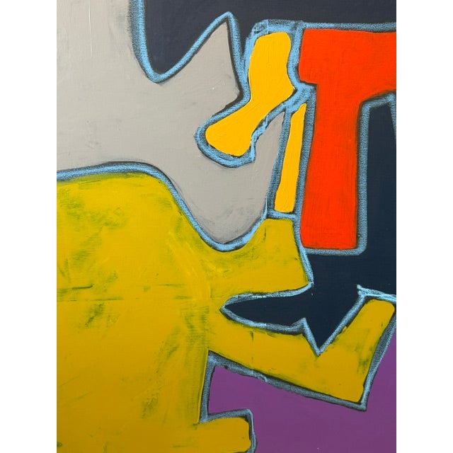 Purple Large 36x48 Mid-Century Modern Abstract Color Block Acrylic Painting on Canvas For Sale - Image 8 of 10