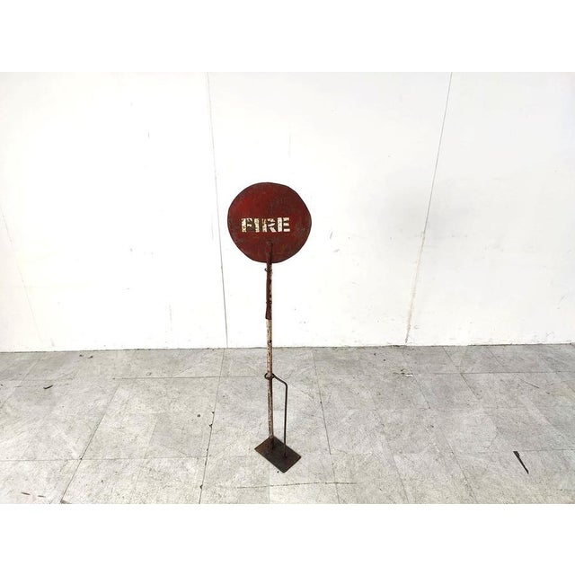 Industrial Vintage Enamel Fire Sign, 1950s For Sale - Image 3 of 9