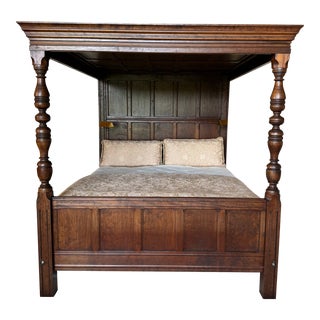 English Paneled Tudor Bed by Leonards For Sale