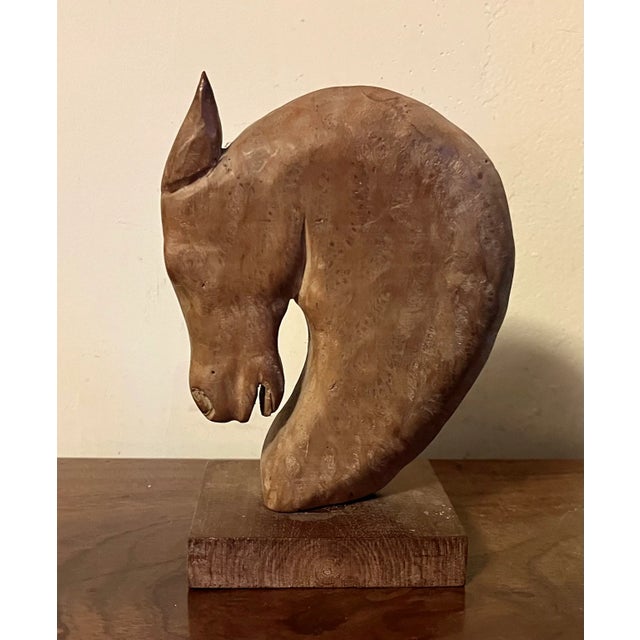 American Art Deco carved and limed wood sculpture of a horse head circa 1930. Expressive detail with pleasing old surface....