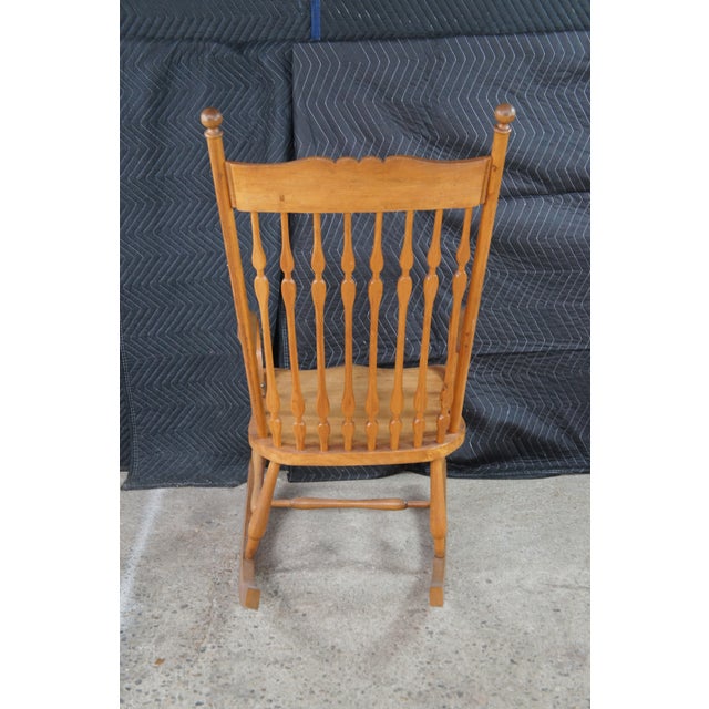 Antique Early 20th Century Windsor Style Oak Colonial Rocking Chair Rocker For Sale - Image 10 of 12