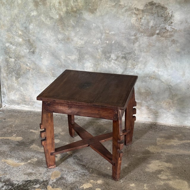 Small Vintage Indonesian Coffee Table in Brown Teak, 1960s For Sale - Image 3 of 11