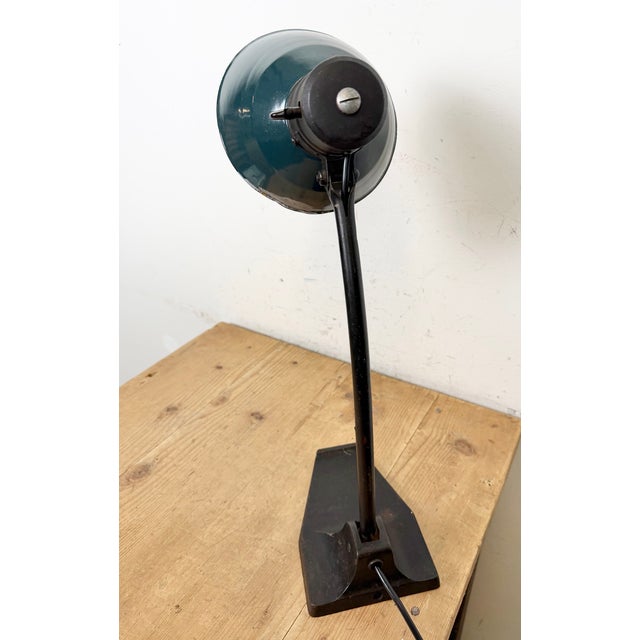 Vintage German Bauhaus Petrol Enamel Table Lamp from Schaco, 1930s For Sale - Image 9 of 18