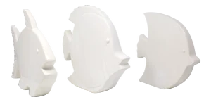 White Ceramic Fish Sculptures - Set of 3