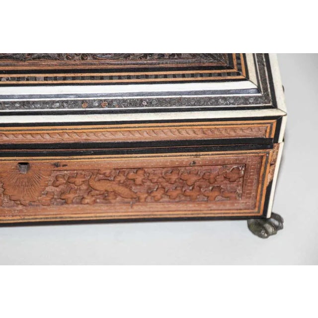 Anglo-Indian large Footed Box with Lidded Compartments, 19th Century For Sale In Palm Springs - Image 6 of 11