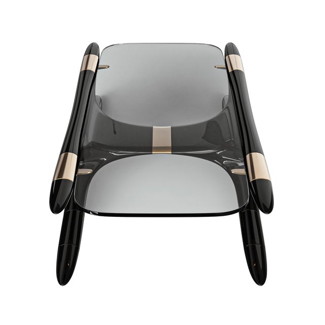 Metal "Scintilla" Coffee Table With Stainless Steel and Bronze, Handmade For Sale - Image 7 of 8