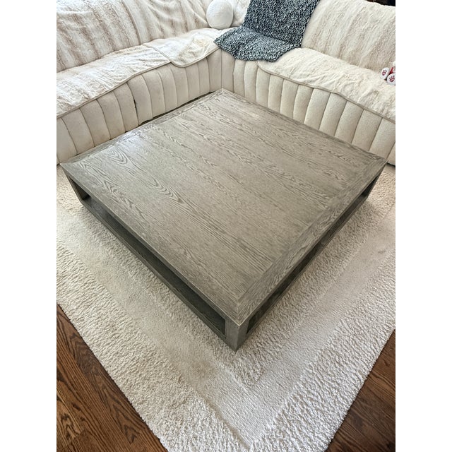 2020s Restoration Hardware Oversized Minimalist Gray Oak Coffee Table For Sale - Image 5 of 7