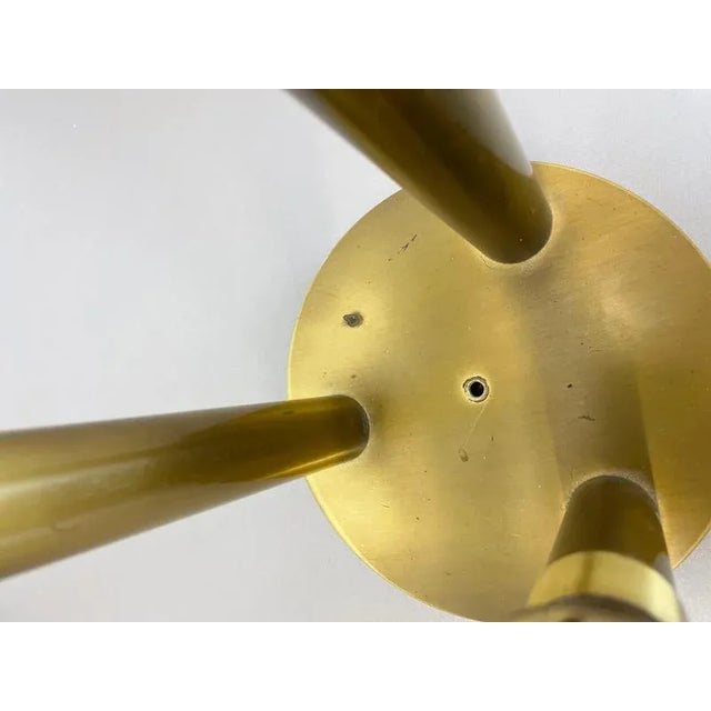 Space Age Italian Brass Atomic Ceiling Light by Gio Ponti, Italy, 1970s For Sale - Image 6 of 18