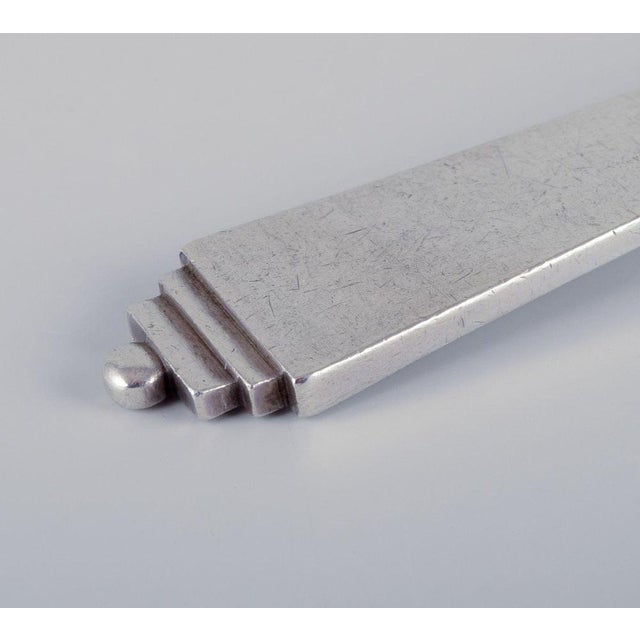 Pyramid Serving Spoon in Sterling Silver from Georg Jensen, 1940s For Sale - Image 3 of 5