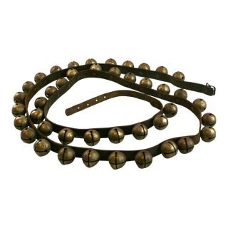 Vintage Horse Sleigh Bells on Original Leather Strap With Buckle For Sale