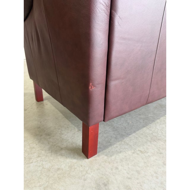 Burgundy Vintage Post Modern Danish Leather 3 Seat Sofa For Sale - Image 8 of 9