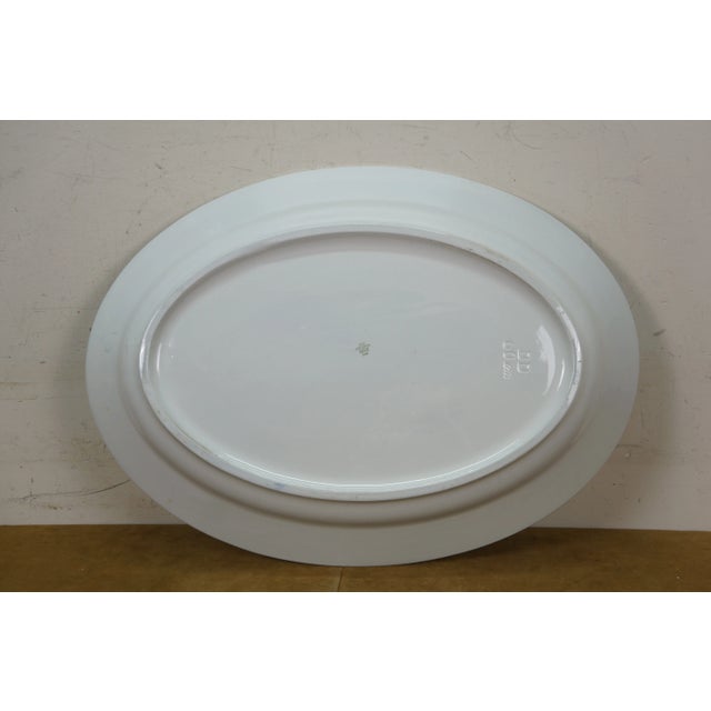 Vintage Arabia Finland White Ceramic Oval Thanksgiving Turkey Serving Platter For Sale - Image 6 of 11