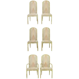 Six Goatskin Lacquer Dining Chairs by Century