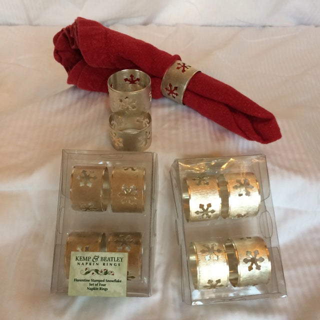 Silver Plated Snow Flake Napkin Rings by Kemp & Beatley - Set of 12 For Sale - Image 11 of 13