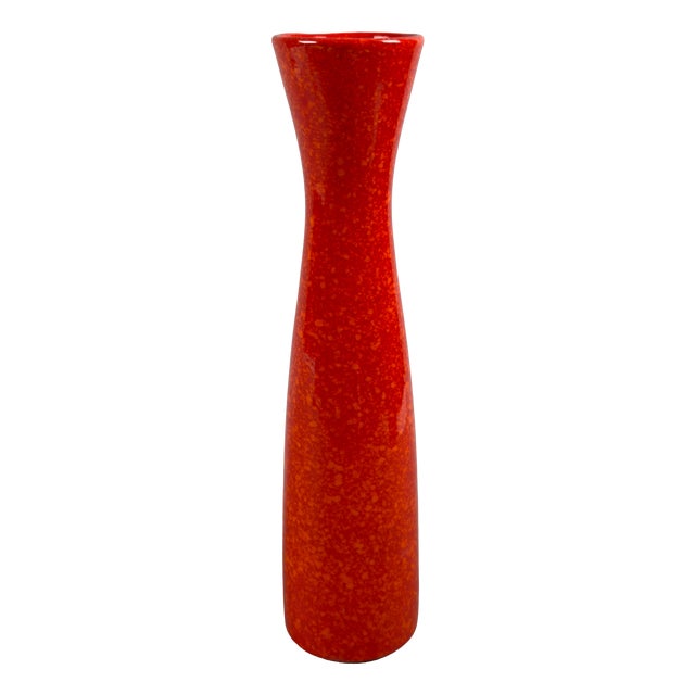 Red Ceramic Vase with Lava Effect from Artigianato Italiano, 1970s For Sale